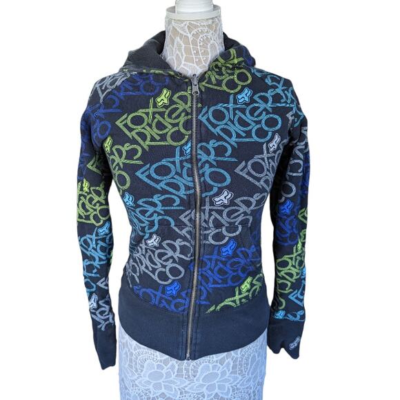 Fox Racing Black Logo Reversible Zip Hoodie Jacket - Picture 1 of 8